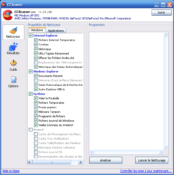 Interface de CCleaner